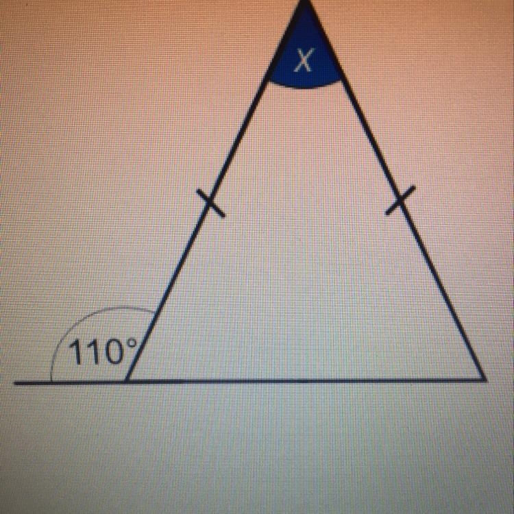 Work out the value of angle x. Х 110 degree-example-1