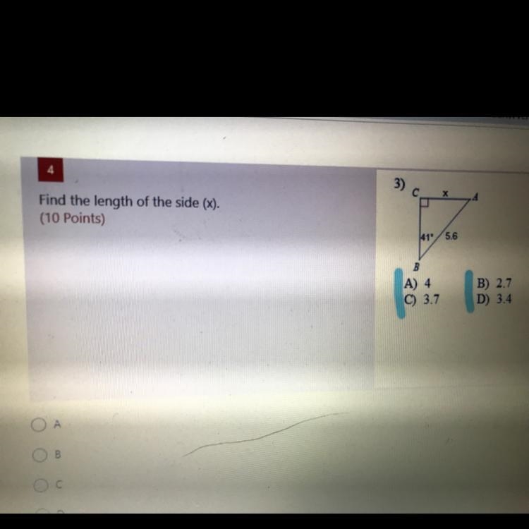 Find the length of the side (x)-example-1