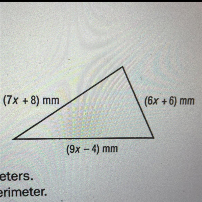 Write a linear expression in simplest form to represent the perimeter of the triangle-example-1