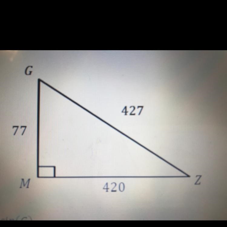 Consider the figure below. part a- Determine sin(g) part b- Determine tan(z) part-example-1