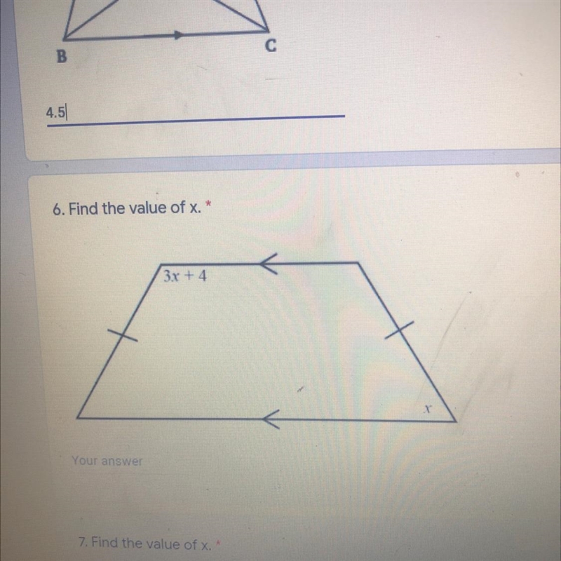 6. Find the value of x.* Can some pls help me!! Show work pls and thank you-example-1