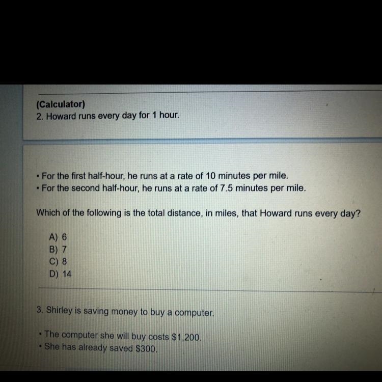 Which of the following is the total distance, in miles, that Howard runs everyday-example-1