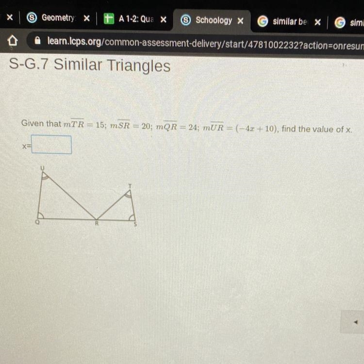 *10 POINTS * find the value of x x = ___??-example-1