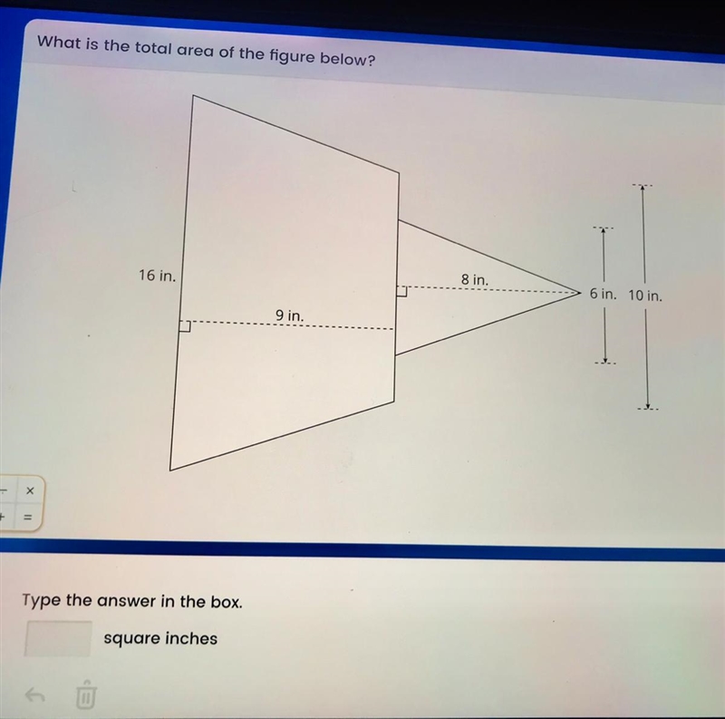 What is the area of figure below?-example-1