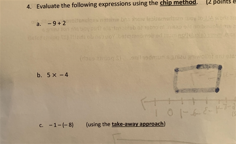 Evaluate the following expressions using the chip method. SHOW ALL WORK!!!-example-1