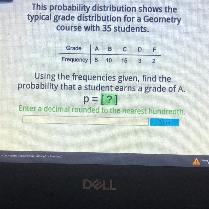 NEED HELP PLZ This probability distribution shows the typical grade distribution for-example-1