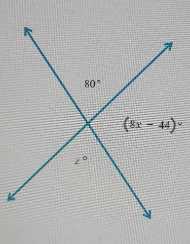 Given the figure below, find the values of x and z​-example-1