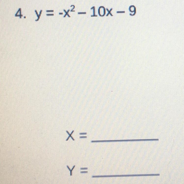 Use -b/2a to find x and then substitute your answer to find y.-example-1