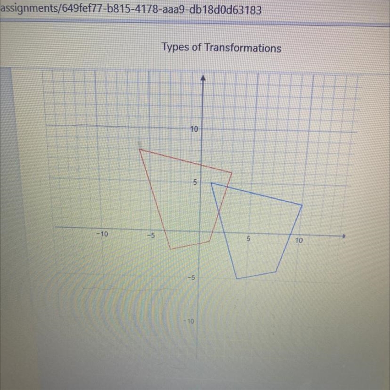 ANSWER ASAP DONT SEND A FILE. IS THIS SHAPE A ROTATION, REFLECTION,TRANSLATION, DILATION-example-1