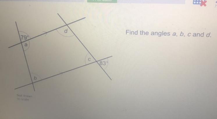 Find the angles a, b, c and d.-example-1