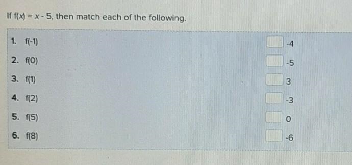 If f(x)= x-5 then match the following ​-example-1