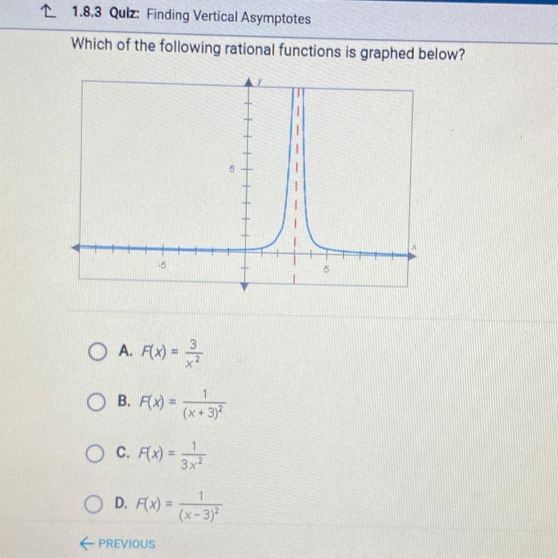 Which of the following rational functions is graphed below?-example-1