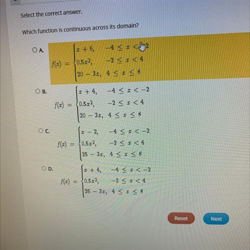 Need help ASAP Which function is continuous across its domain-example-1