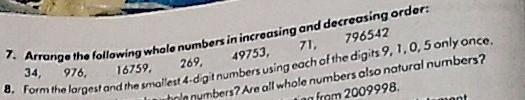 Arrange the following whole numbers in increasing and decreasing order​-example-1