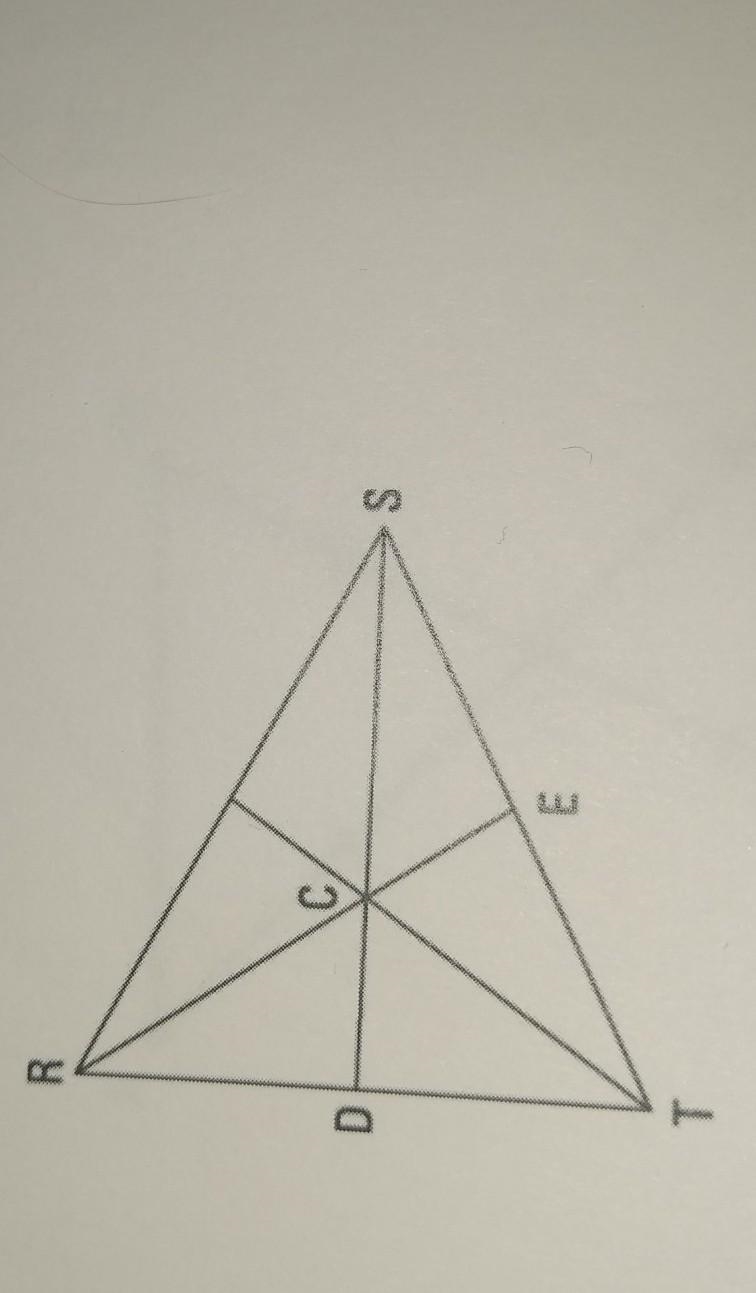 If point C is the centroid of triangle RST and SD = 21, find SC. show your work.​​-example-1