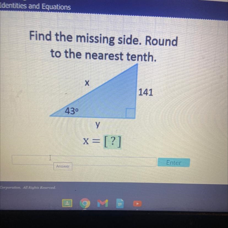 Find the missing side. Round to the nearest tenth.-example-1