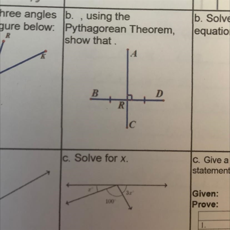 B. , using the Pythagorean Theorem, show that. C. Solve for X-example-1