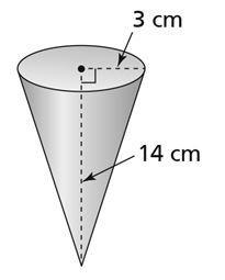 What is the approximate volume of the cone? Use 3.14 for π. Round to the nearest tenth-example-1