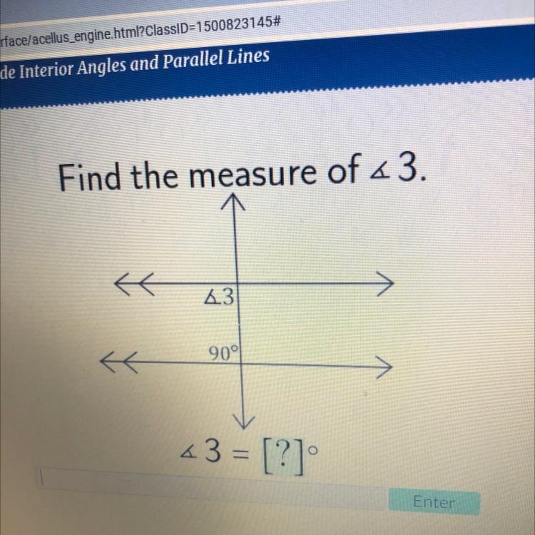 Find the measure of a 3. ts 43 90° << 43 = [?]-example-1