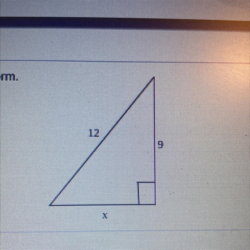 Find the value of x. If necessary, write your answer in simplest radical form. 12 9-example-1