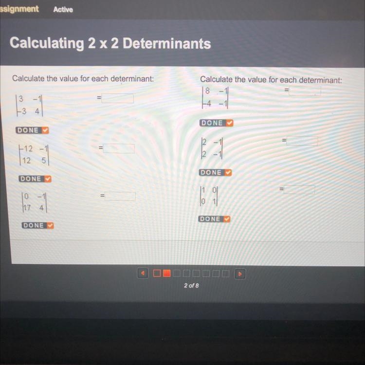 Calculate the value for each determinant:-example-1