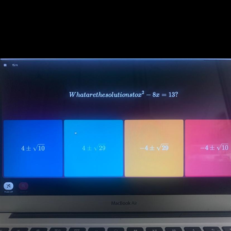 What are the solutions to x2 -8x =13-example-1