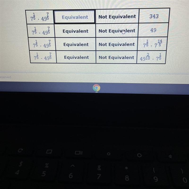 select “equivalent” or “not equivalent” to indicate whether the expression above is-example-1