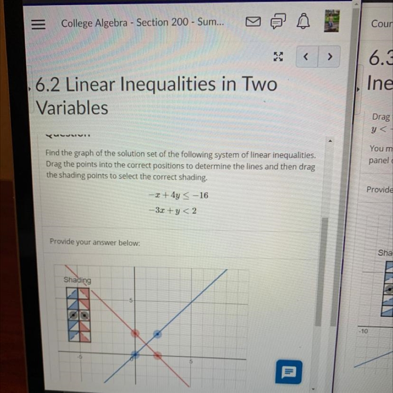 Find the graph of the solution set of the following system of linear inequalities-example-1