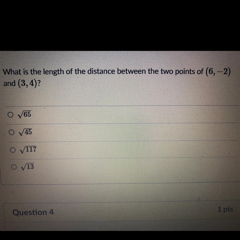 What is the length of the distance between the two points of (6,-2) and (3,4)?-example-1