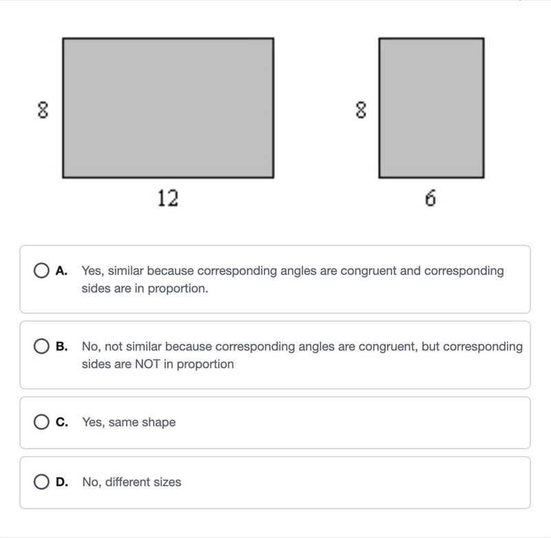 Tell whether the two figures are similar. Explain your reasoning.-example-1