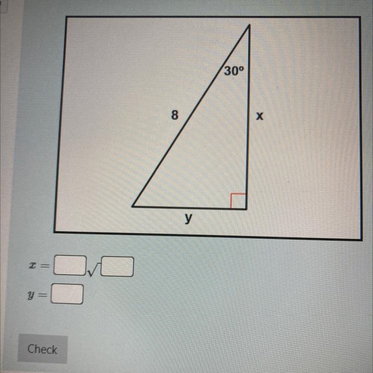 Find the missing side length. Leave your answers radical in simplest form. PLEASE-example-1