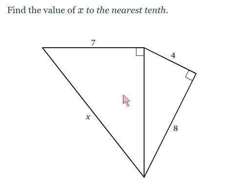 Find the value of x to the nearest tenth! HELP ME!!!!!!!!!!!!! (PICTURE IS BELOW)-example-1