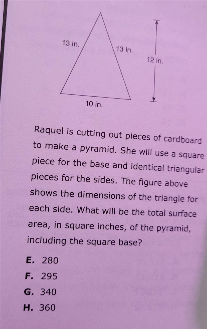 Raquel is cutting out pieces of cardboard to make a pyramid. She will use a square-example-1