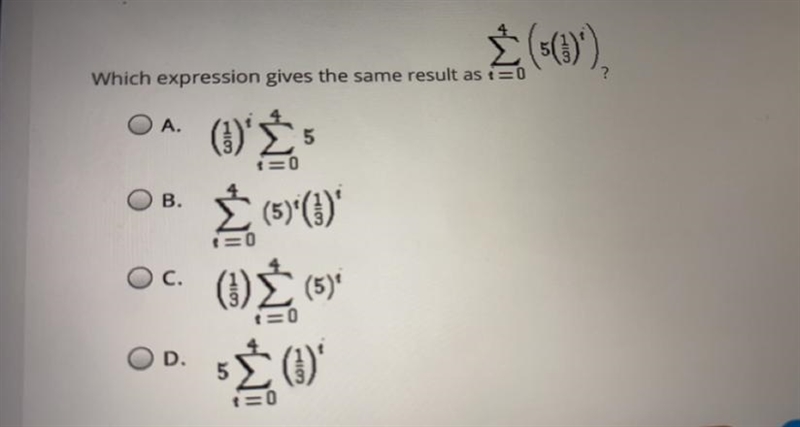 Creating and solving formulas for geometric series:mastery test Which expression gives-example-1