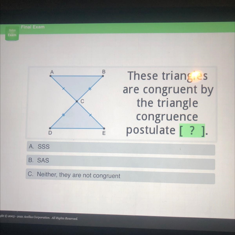 These triangles are congruent by the triangle HELP FAST-example-1