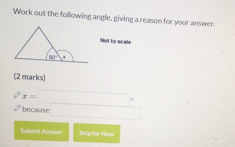 Work out the following angle, giving a reason for your answer​-example-1