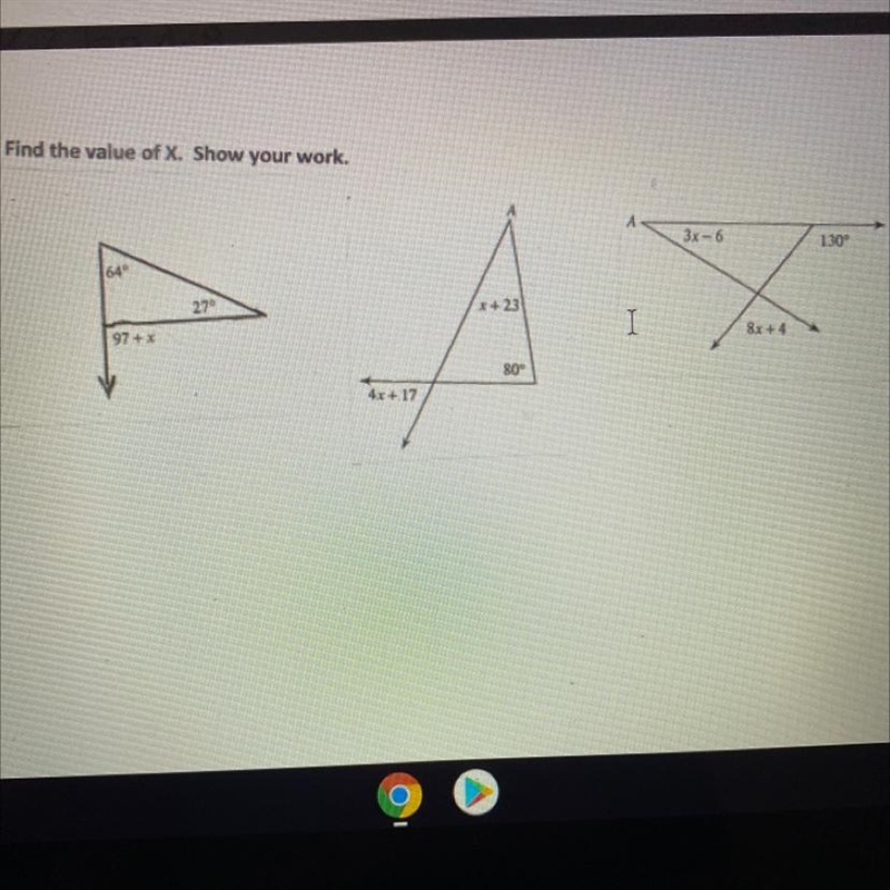 C. Find the value of X. Show your work. Congruent triangles-example-1