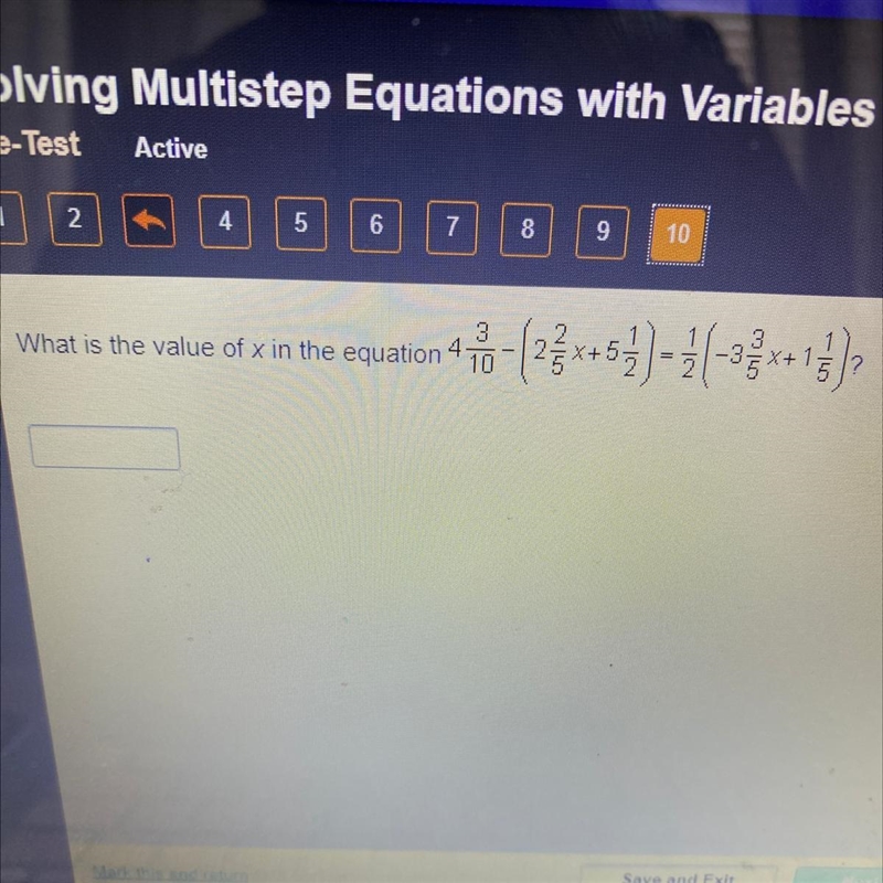 What is the value of x in the equation 4/3/10-example-1