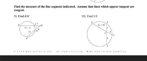 Find the measure of the line segment indicated, assume that lines which appear tangent-example-1