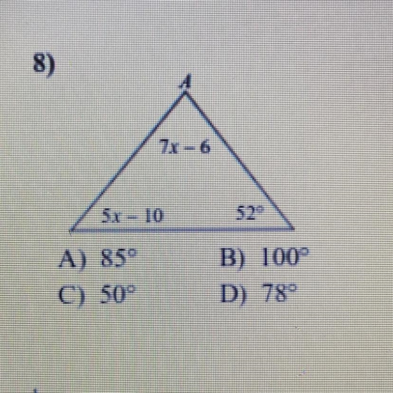 Find the measure of angle A-example-1