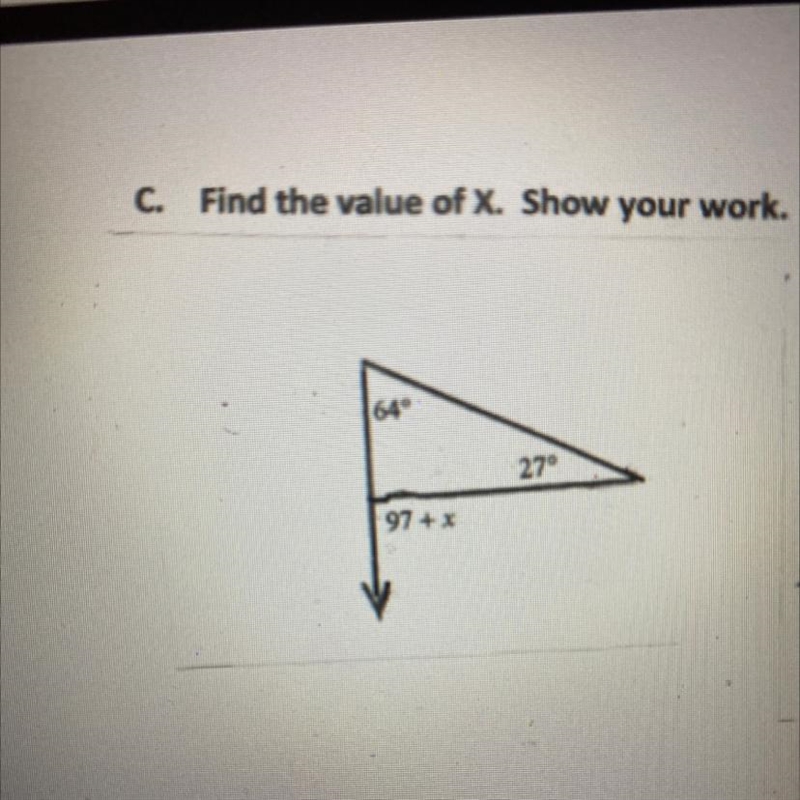 Find the value of X. Show your work. Congruent triangle-example-1