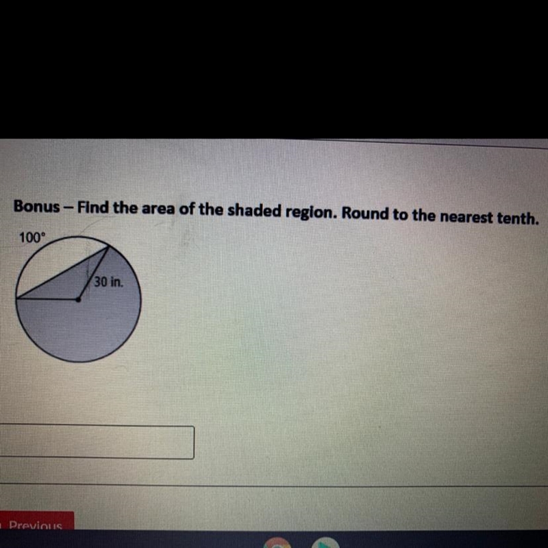 Find the area of the shaded region. Round to the nearest tenth.-example-1