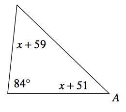 Solve for X and find the measure of angle A:-example-1