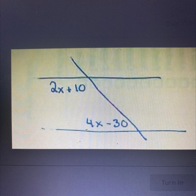 Identify the angles , solve for x-example-1