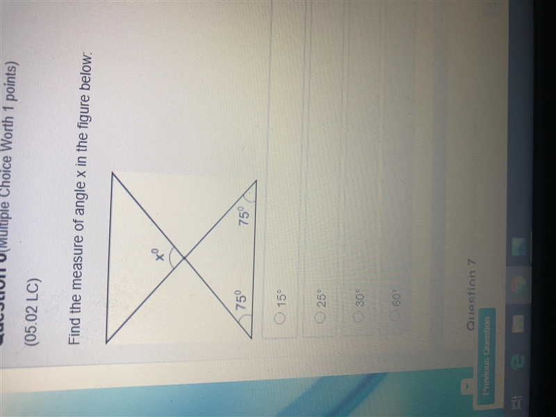 Find the measure of angle x in the figure below:-example-1