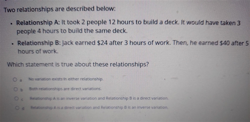 Hey everyone! Need this question ASAP. Can anybody help me? (Look at photo) Two relationships-example-1