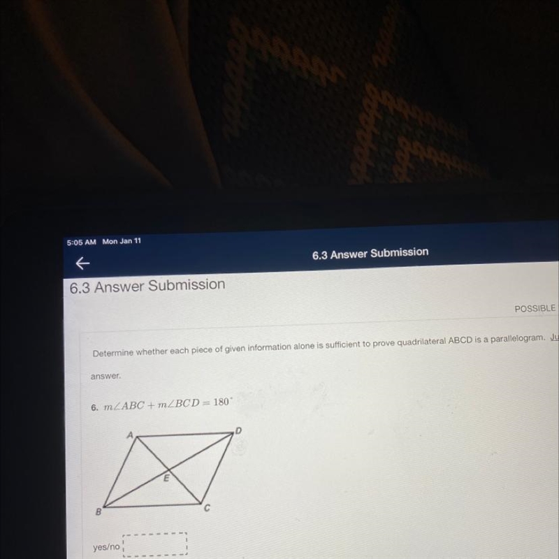 Determine whether each piece of given information alone is sufficient to prove quadrilateral-example-1