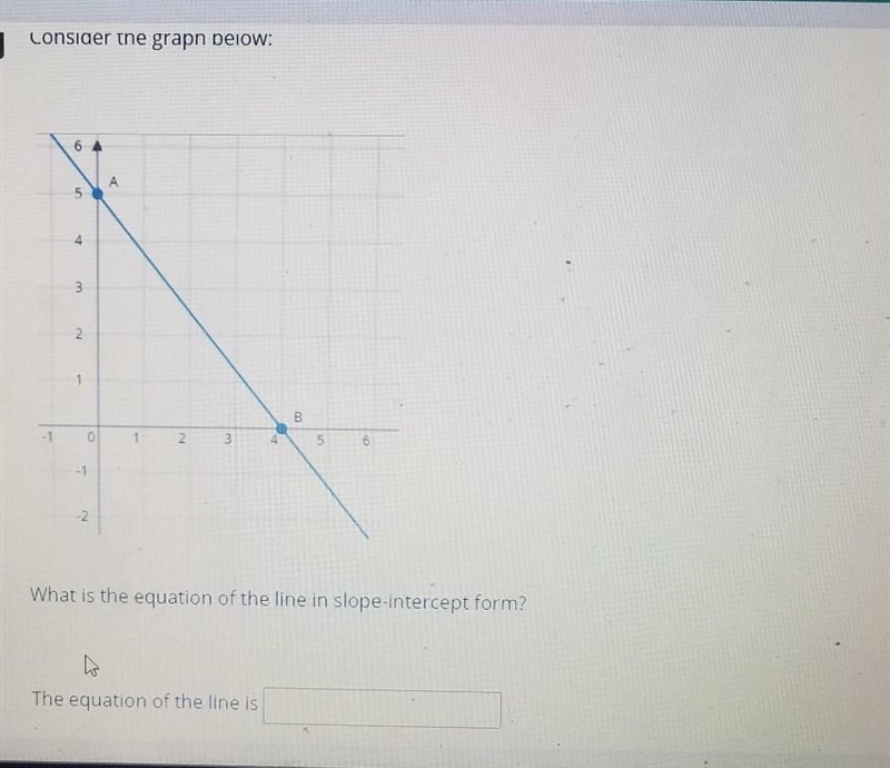 6 A U 3 3 1 2 3 What is the equation of the line in slope-intercept form? The equation-example-1