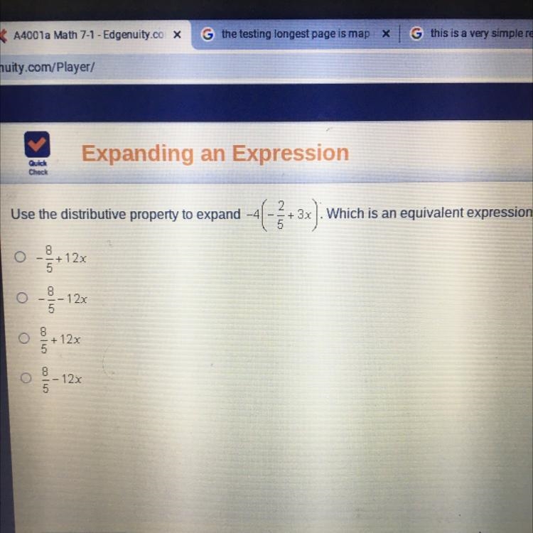 Use the distributive property to expand +6+3x) Which is an equivalent expression? 09.12 03-12 o-example-1