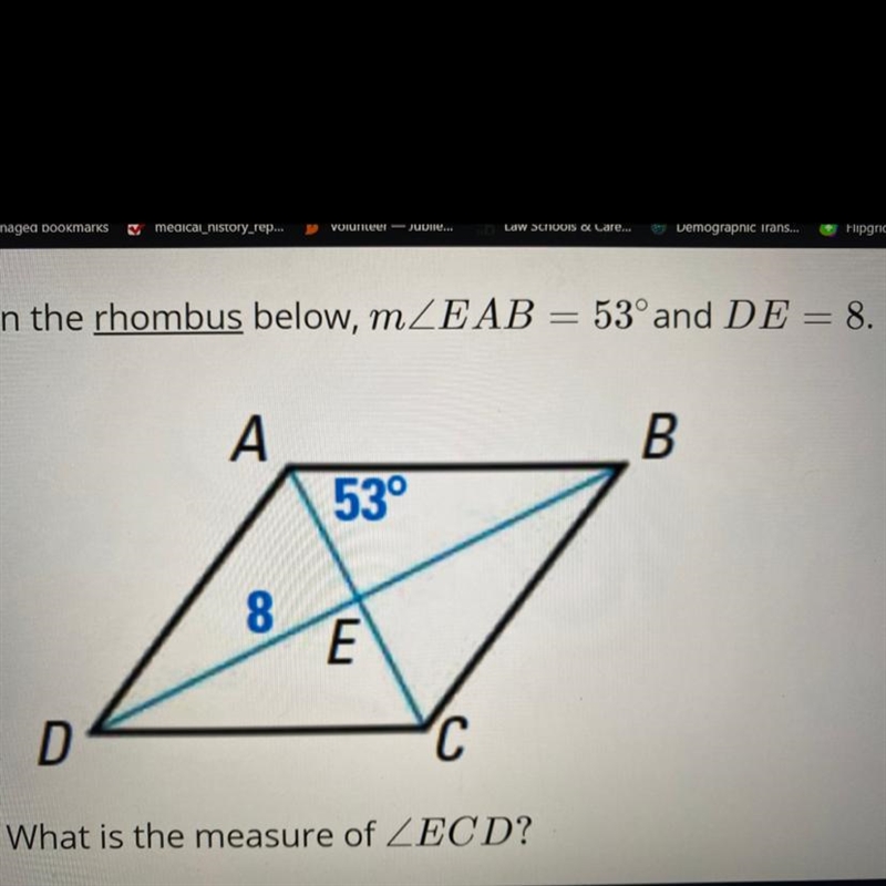 In the rhombus below, m What is the measure of-example-1